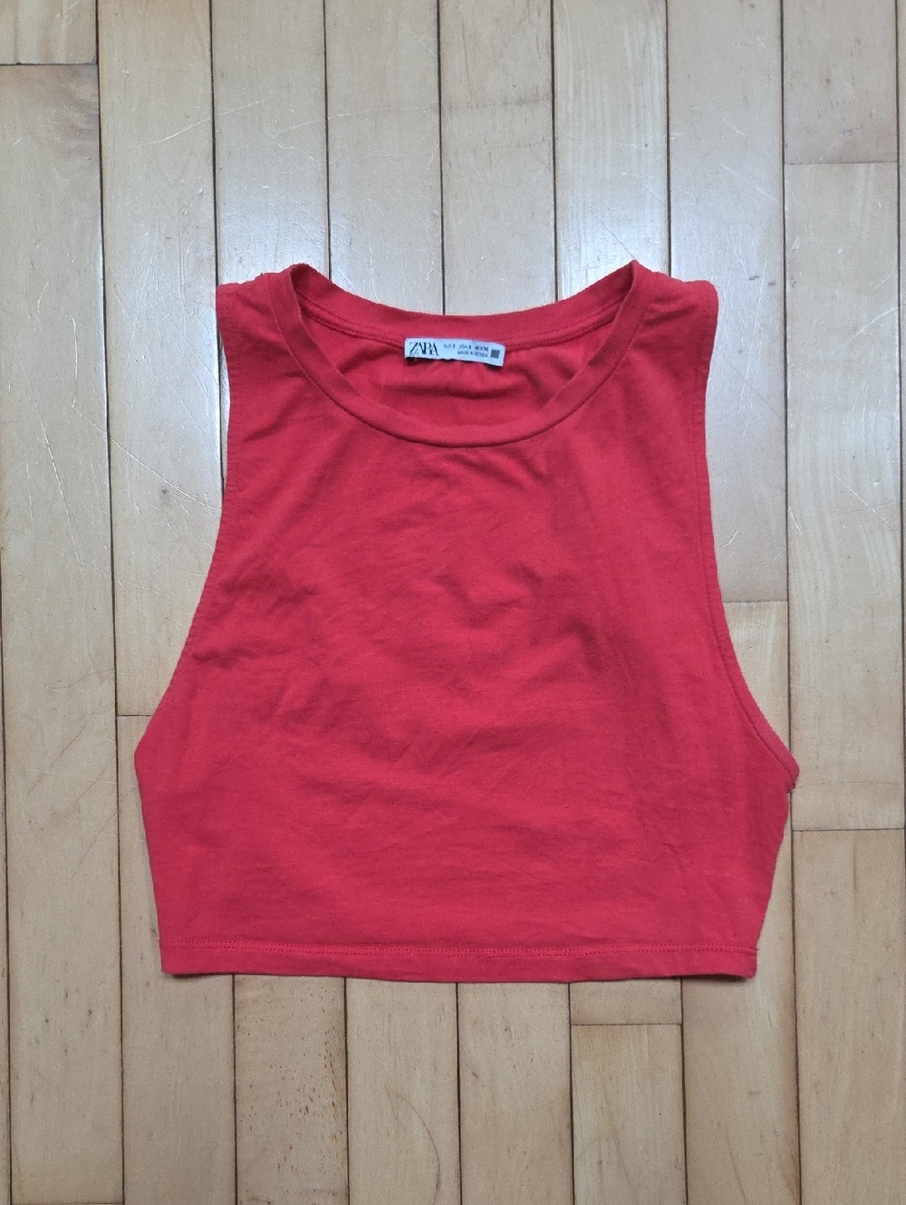 ZARA Coral-Red Sleeveless Crop Top